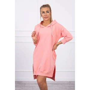 Dress with a hood and longer back apricot