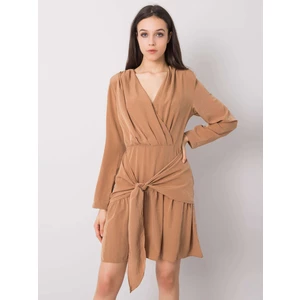 Light brown dress with a frill from Emmeline RUE PARIS