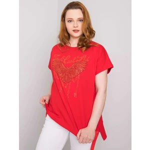Piros laza plus size blúz