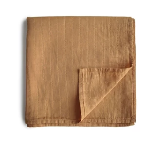 Mushie Muslin Swaddle Blanket Organic Cotton zavinovačka Fall Yellow 120cm x 120cm 1 ks