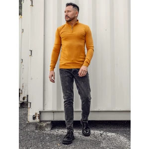 Pánsky pulóver vo farbe ťavej srsti so stojačikovým golierom Bolf YY08