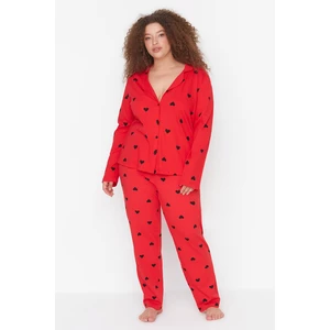 Trendyol Curve Red Heart Knitted Pajamas Set