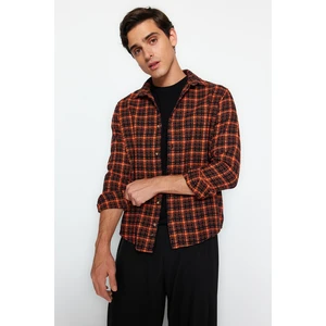 Trendyol Orange Men's Regular Fit Plaid Tweed Shirt