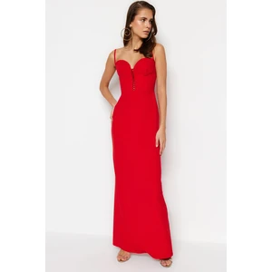 Trendyol Red, fitted, Woven Long Evening Dress