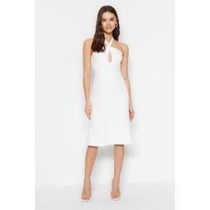 Trendyol Weave Ecru Collar Detailed Midi Dress