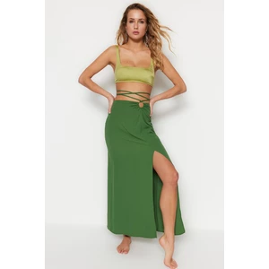 Trendyol Green Maxi Woven Skirt With Accessories, 100% Cotton