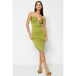 Trendyol Light Green Fitted Knitted Evening Dress