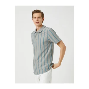 Koton Polo Neck T-Shirt, Slim Fit, Button Detailed Cotton.