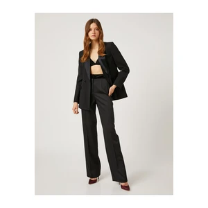 Koton Fabric Trousers Straight Legs Waist With Velvet Detail.