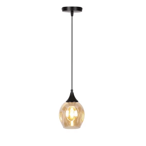 Czarna lampa wisząca ze szklanym kloszem ø 14 cm Aspa – Candellux Lighting