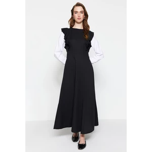 Trendyol Black Knitted Dress With Ruffle Detailed Sleeves