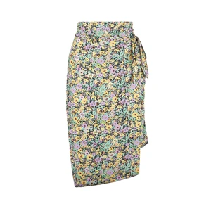 Trendyol Curve Multicolored Floral Patterned Wrap Knitted Skirt