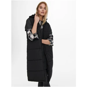 Black Ladies Long Quilted Vest ONLY Alina - Ladies