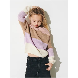 Brown-pink girly patterned sweater ONLY Sandy - Girls