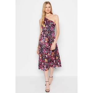 Trendyol Multicolored Woven Floral One-Shoulder Midi Dress