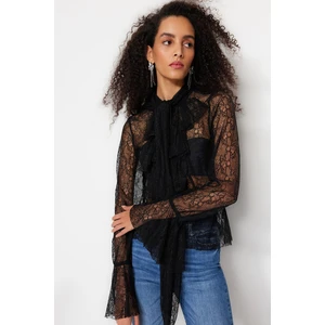 Trendyol Black Ruffle Lace Blouse
