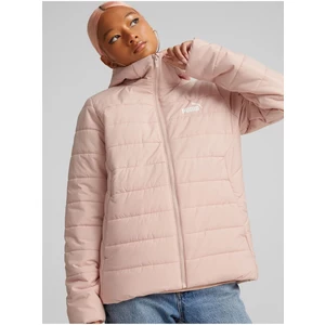 Light Pink Ladies Quilted Winter Jacket with Puma Hood - Women