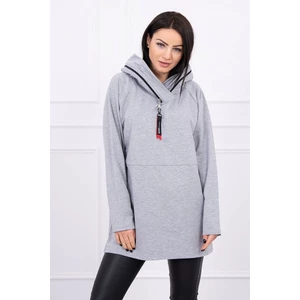 Tunic with a zipper on the hood Oversize gray
