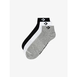 Converse Ponožky 3 páry Černá Bílá Šedá