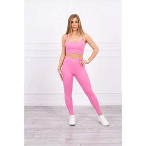 Striped top set with a blouse light pink