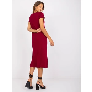 Dark burgundy Liliane viscose midi dress