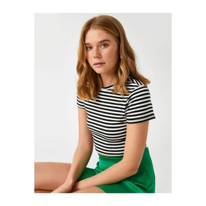 Koton Crew Neck Short Sleeve Striped T-Shirt