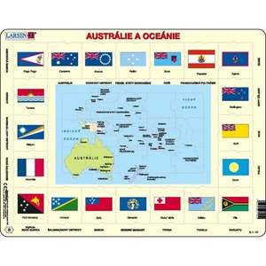 Larsen Výukové puzzle Mapa Austrálie a Oceánie a vlajky