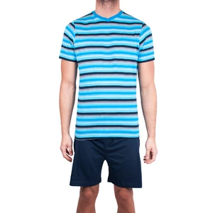 Men's short pajamas Molvy blue with stripes