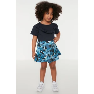 Trendyol Blue Printed Girl Knitted Dress