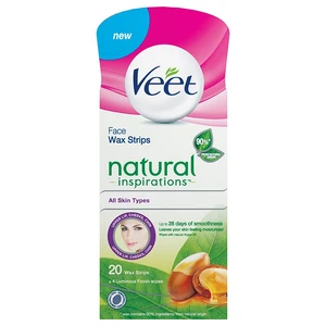 Veet Wax Strips Natural Inspirations™ voskové depilačné pásiky na tvár s arganovým olejom 20 ks