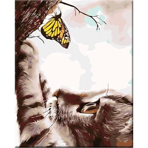 Zuty Malowanie po numerach Kotek z motylem