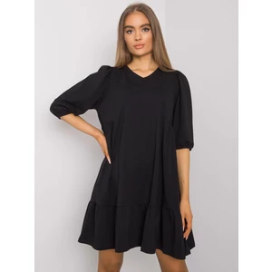 Basic black dress with a frill