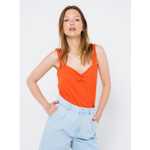 Orange Ribbed Tank Top CAMAIEU - Women