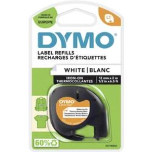 Dymo originálna páska do tiskárny štítků, Dymo, S0718850, čierna tlač/biely podklad, 2m, 12mm, LetraTag nažehlovací páska