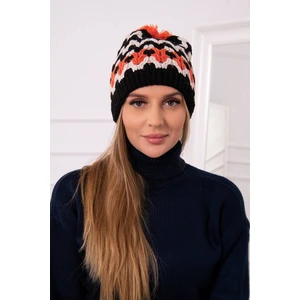Ladies beanie Laila K283 black+light beige