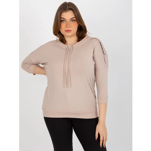 Women's blouse plus size with 3/4 sleeves - beige