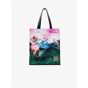 Green-pink Women Patterned Shopper Desigual Paisaje Surreal - Women