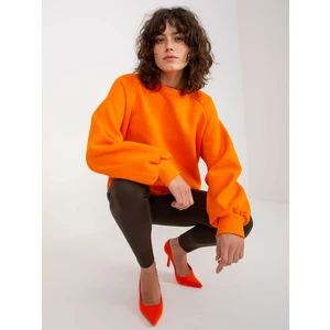 Orange basic sweatshirt with round neckline
