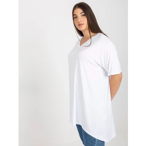 Plain white blouse plus sizes with neckline