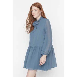 Trendyol Indigo Scarf Collar Dress