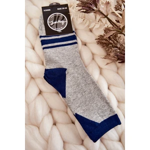 Women's two-color socks with gray-navy stripes