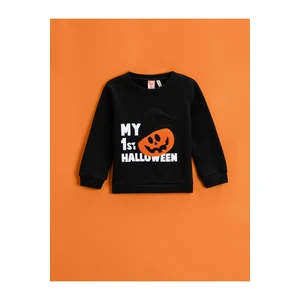 Koton Pumpkin Print Sweatshirt Crew Neck Long Sleeve
