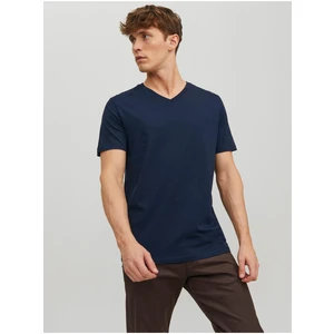 Tmavě modré pánské basic tričko Jack & Jones Organic - Pánské