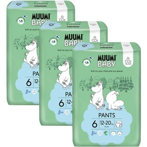 MUUMI Baby Pants 6 Junior 12-20 kg (108 ks), měsíční balení kalhotkových eko plen