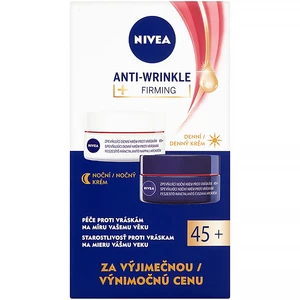 Nivea Anti Wrinkle Firming darčeková kazeta denný pleťový krém 50 ml + nočný pleťový krém 50 ml na veľmi suchú pleť; výživa a regenerácia pleti