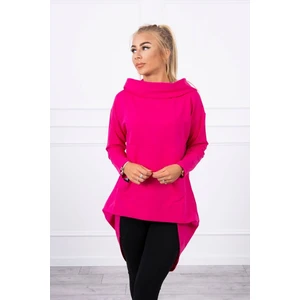 Sweatshirt with long back and hood fuchsia