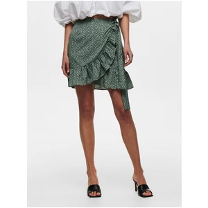 Green Polka dot short wrap skirt with ruffle ONLY Olivia - Women