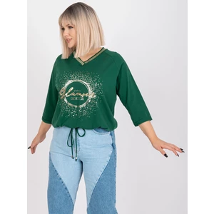 Dark green plus size blouse with Maileen ribbing