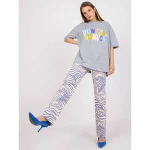 Gray melange oversize t-shirt with a print