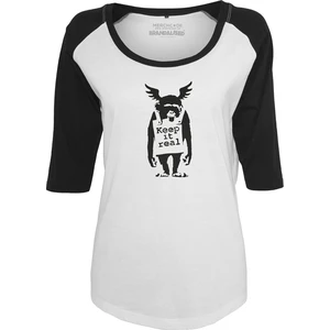 Banksy Maglietta Ape Raglan Bianco-Nero XS